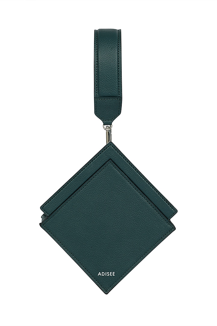 Teal Leather Handcrafted Clutch Bag by ADISEE at Pernia's Pop Up Shop