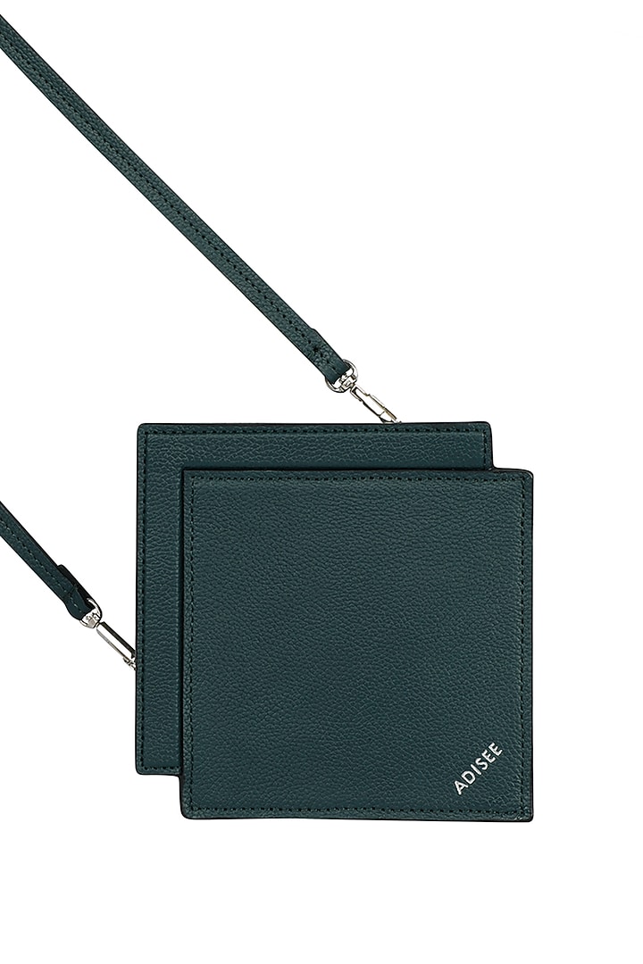 Teal Leather Handcrafted Clutch Bag by ADISEE at Pernia's Pop Up Shop