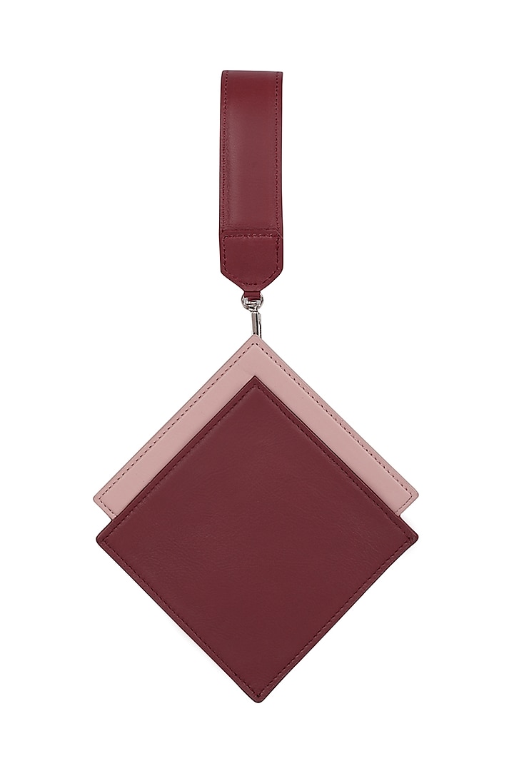 Maroon Leather Handcrafted Clutch Bag by ADISEE at Pernia's Pop Up Shop