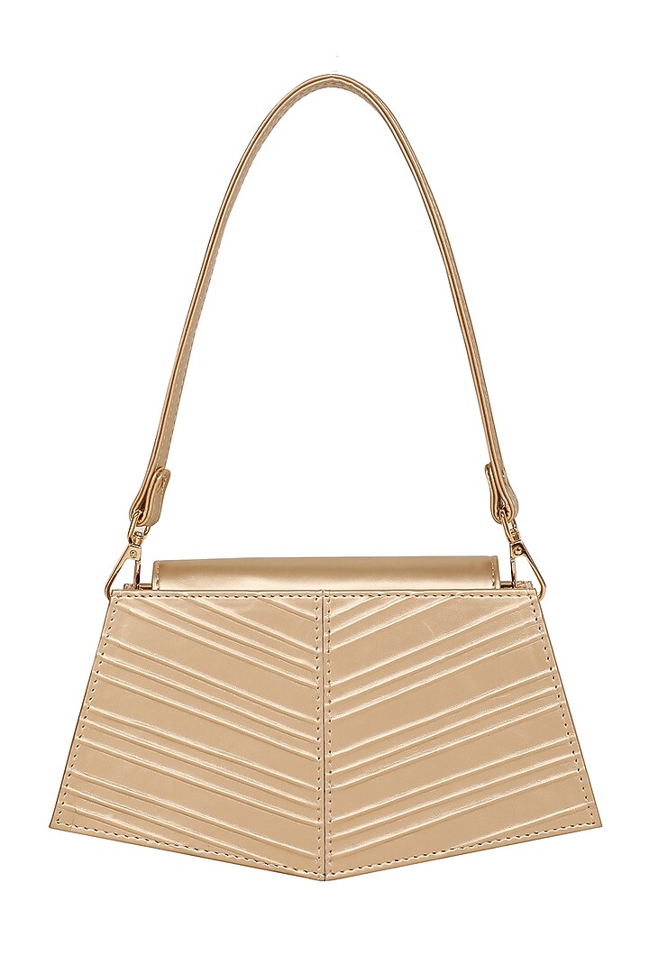 Gold Faux Leather Corded Hand Bag by ADISEE at Pernia's Pop Up Shop
