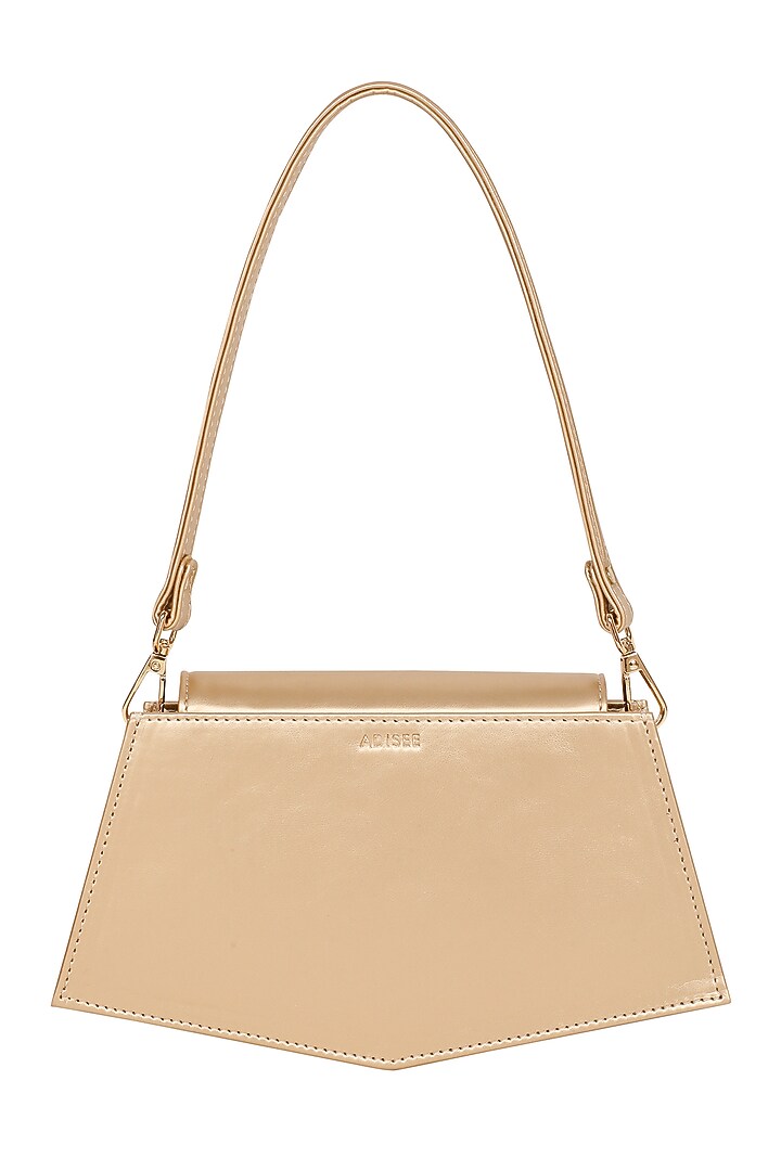 Gold Faux Leather Corded Hand Bag by ADISEE at Pernia's Pop Up Shop