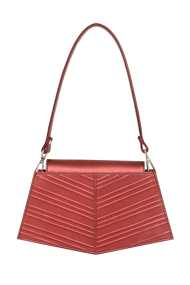 Red Faux Leather Corded Hand Bag by ADISEE at Pernia's Pop Up Shop