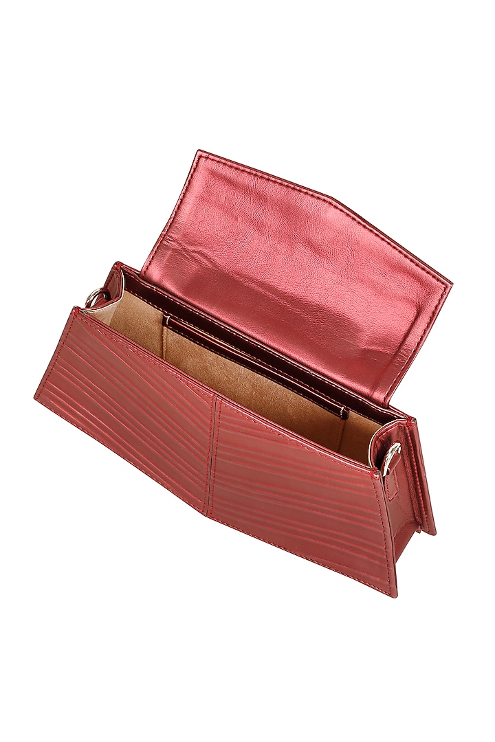 Red Faux Leather Corded Hand Bag by ADISEE at Pernia's Pop Up Shop