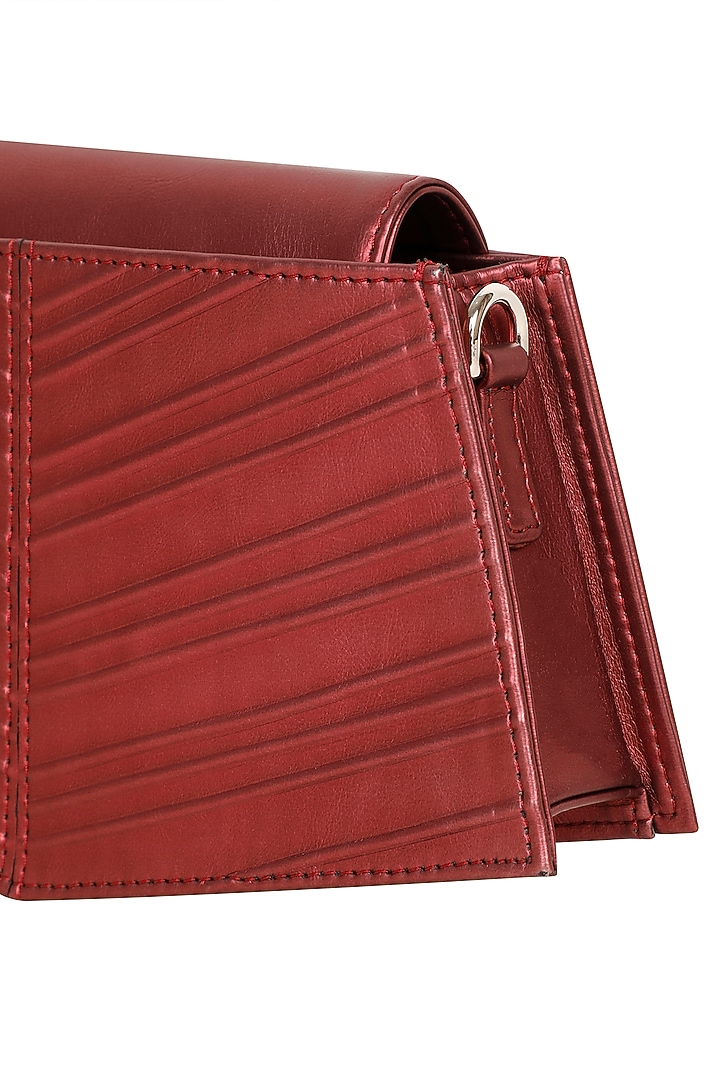 Red Faux Leather Corded Hand Bag by ADISEE at Pernia's Pop Up Shop