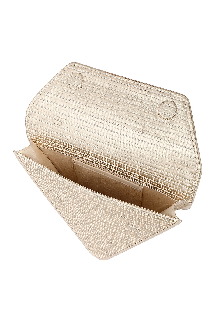 Gold Handwoven Textile & Leather Hand Bag by ADISEE at Pernia's Pop Up Shop