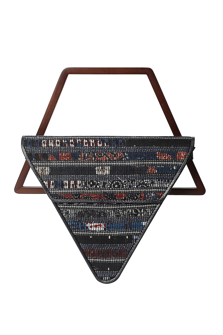 Multi-Colored Handwoven Textile & Leather Hand Bag by ADISEE at Pernia's Pop Up Shop