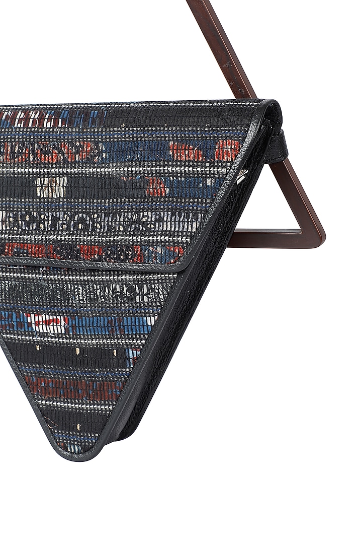 Multi-Colored Handwoven Textile & Leather Hand Bag by ADISEE at Pernia's Pop Up Shop