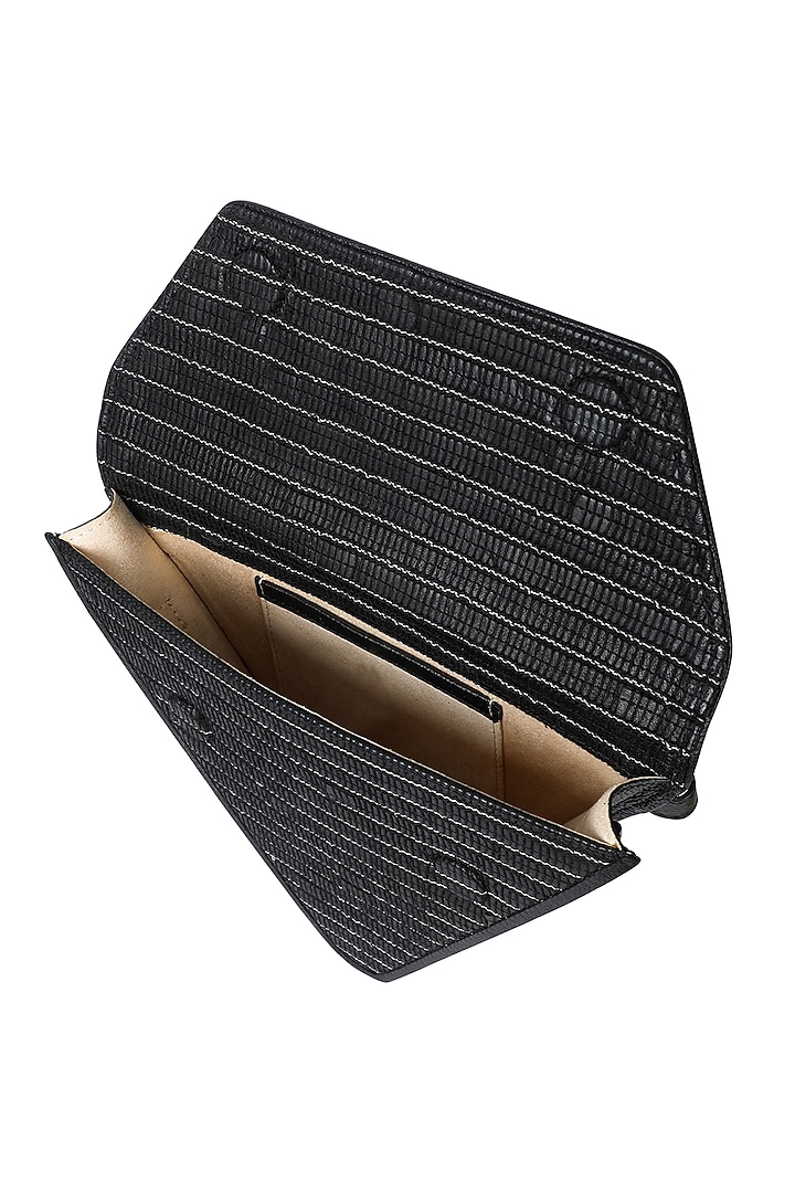 Black Handwoven Textile & Leather Hand Bag by ADISEE at Pernia's Pop Up Shop