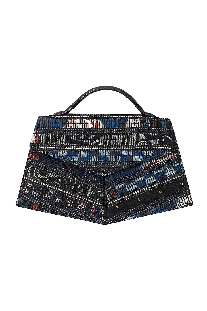 Multi-Colored Handwoven Textile & Leather Hand Bag by ADISEE at Pernia's Pop Up Shop