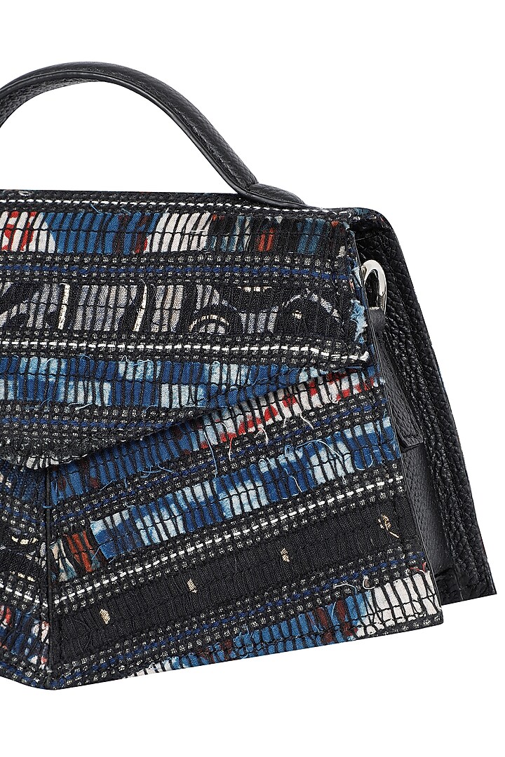 Multi-Colored Handwoven Textile & Leather Hand Bag by ADISEE at Pernia's Pop Up Shop