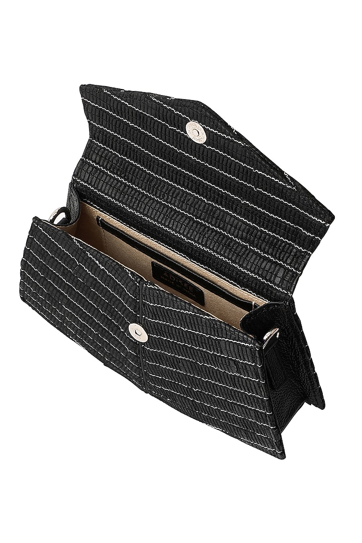 Black Handwoven Textile & Leather Hand Bag by ADISEE at Pernia's Pop Up Shop