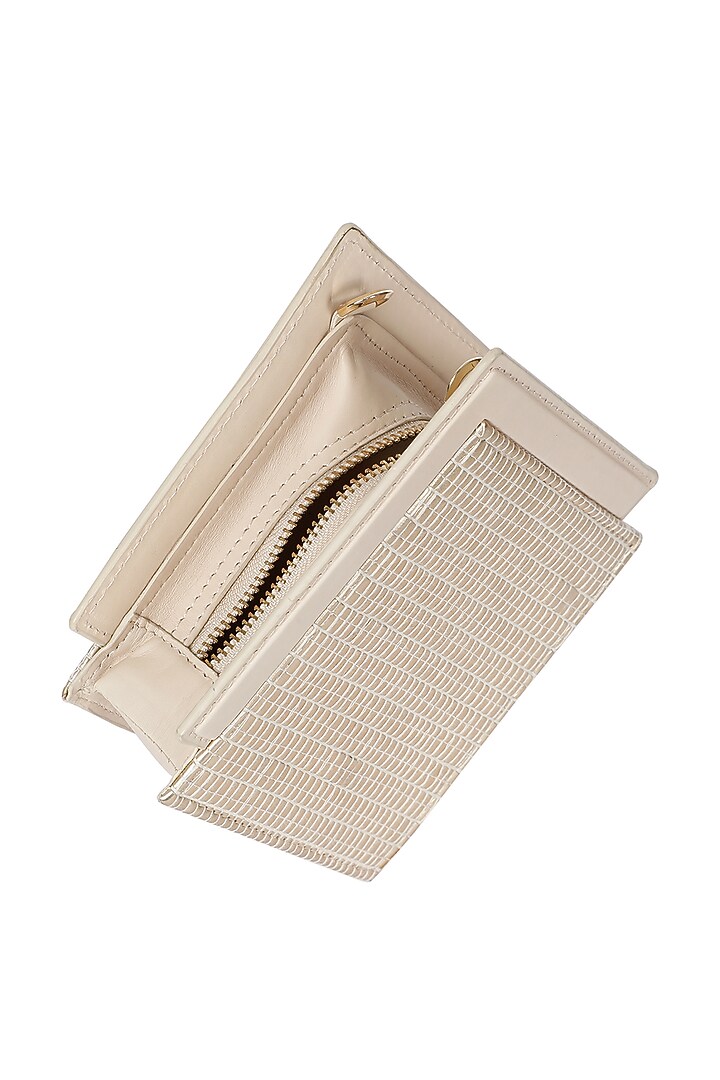 Gold Handwoven Textile & Leather Hand Bag by ADISEE at Pernia's Pop Up Shop