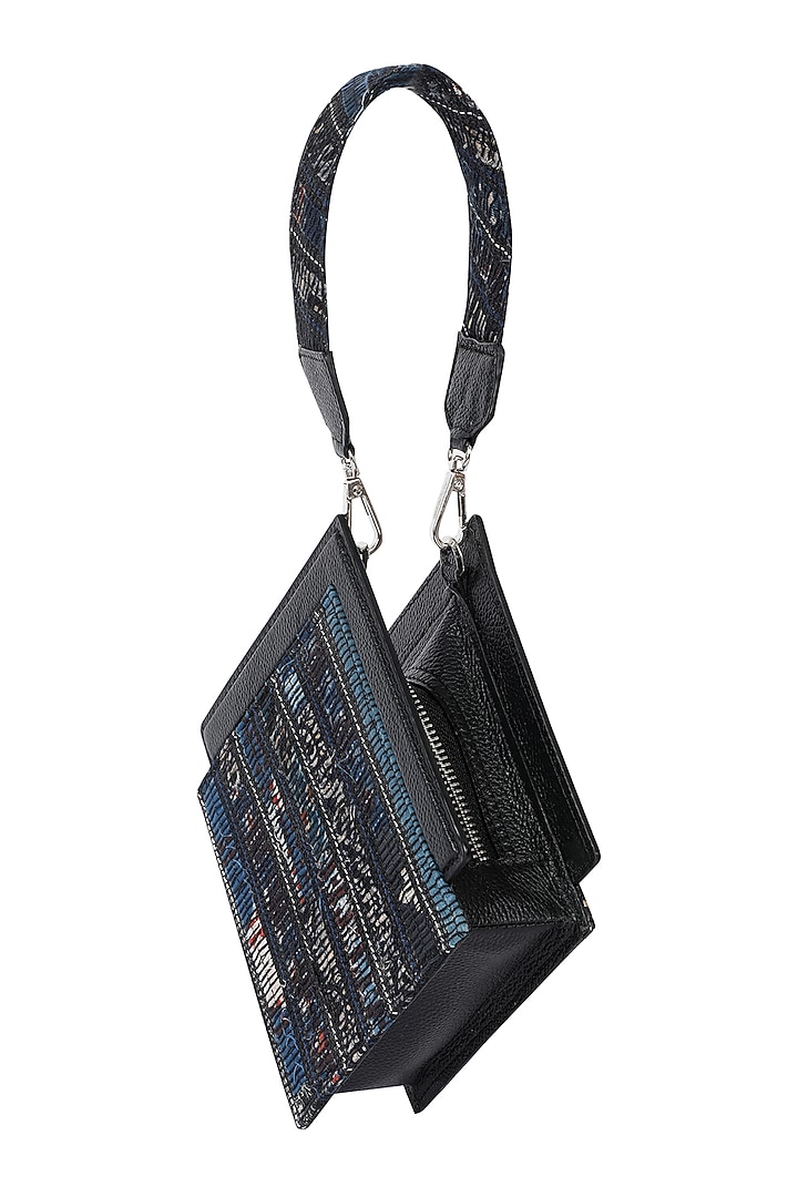 Multi-Colored Handwoven Textile & Leather Hand Bag by ADISEE at Pernia's Pop Up Shop