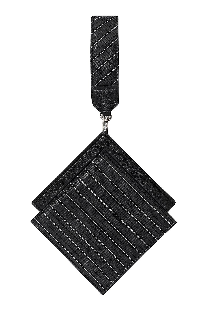 Black Handwoven Textile & Leather Hand Bag by ADISEE at Pernia's Pop Up Shop