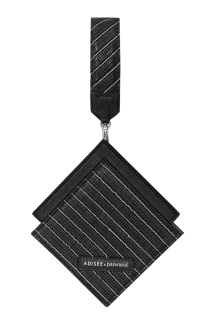 Black Handwoven Textile & Leather Hand Bag by ADISEE at Pernia's Pop Up Shop