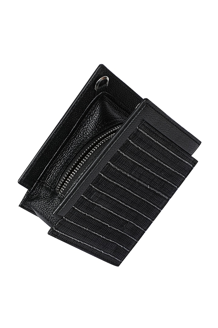 Black Handwoven Textile & Leather Hand Bag by ADISEE at Pernia's Pop Up Shop