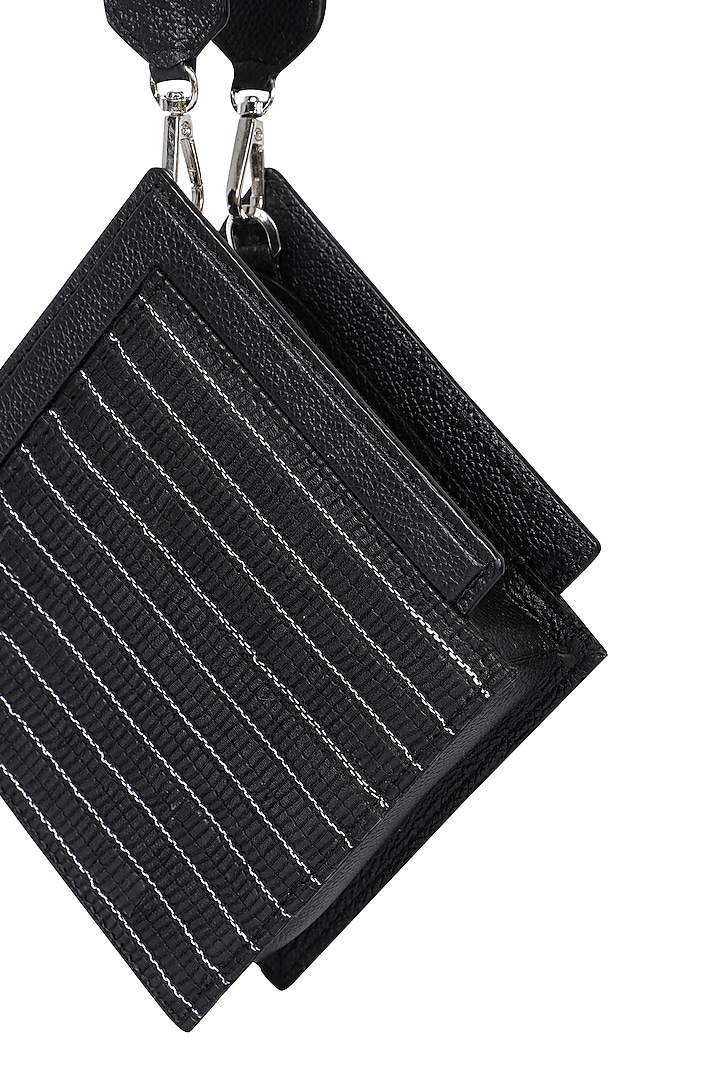 Black Handwoven Textile & Leather Hand Bag by ADISEE at Pernia's Pop Up Shop