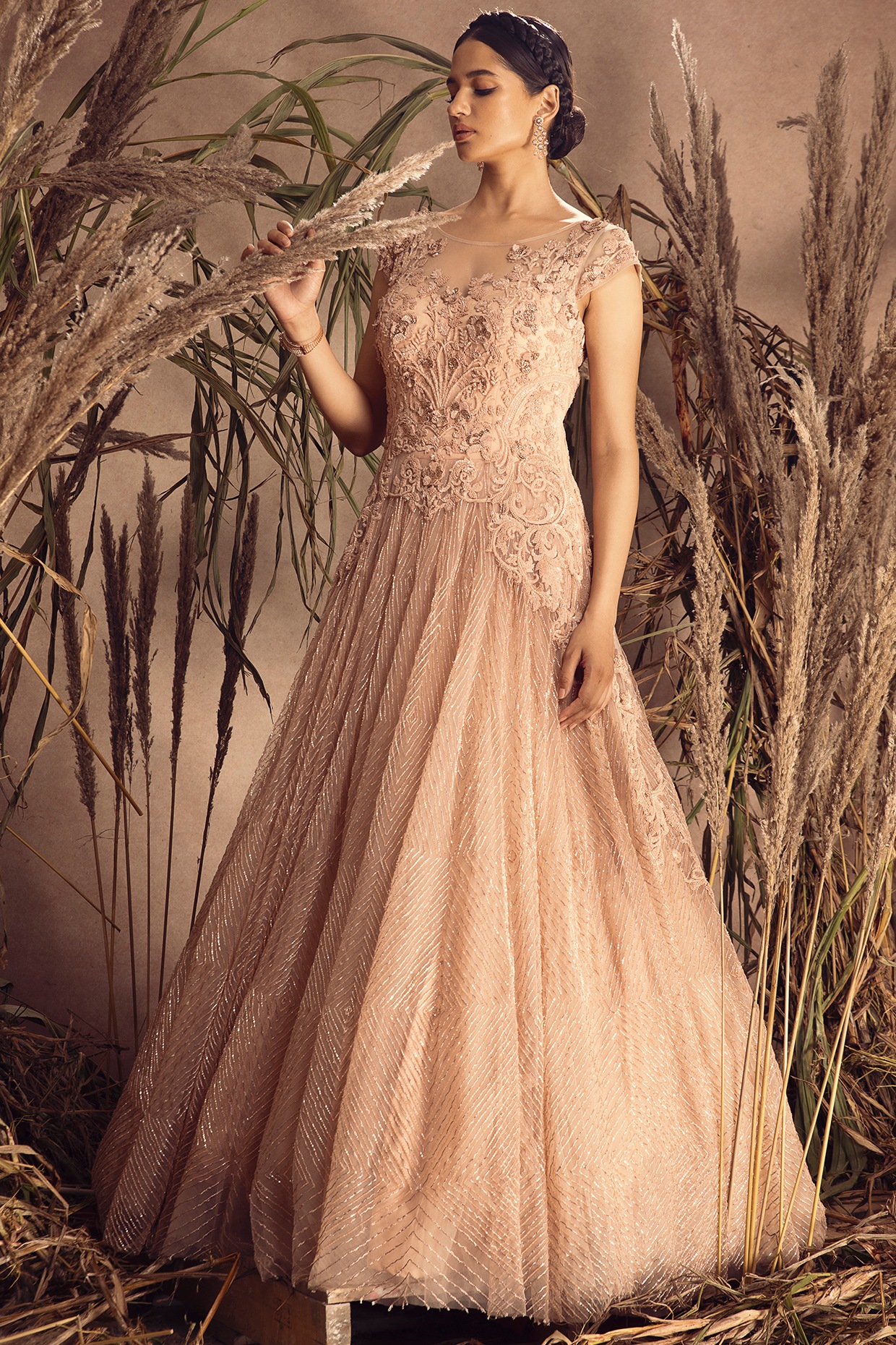 Peach Gown and Peach Designer Gown Online Shopping