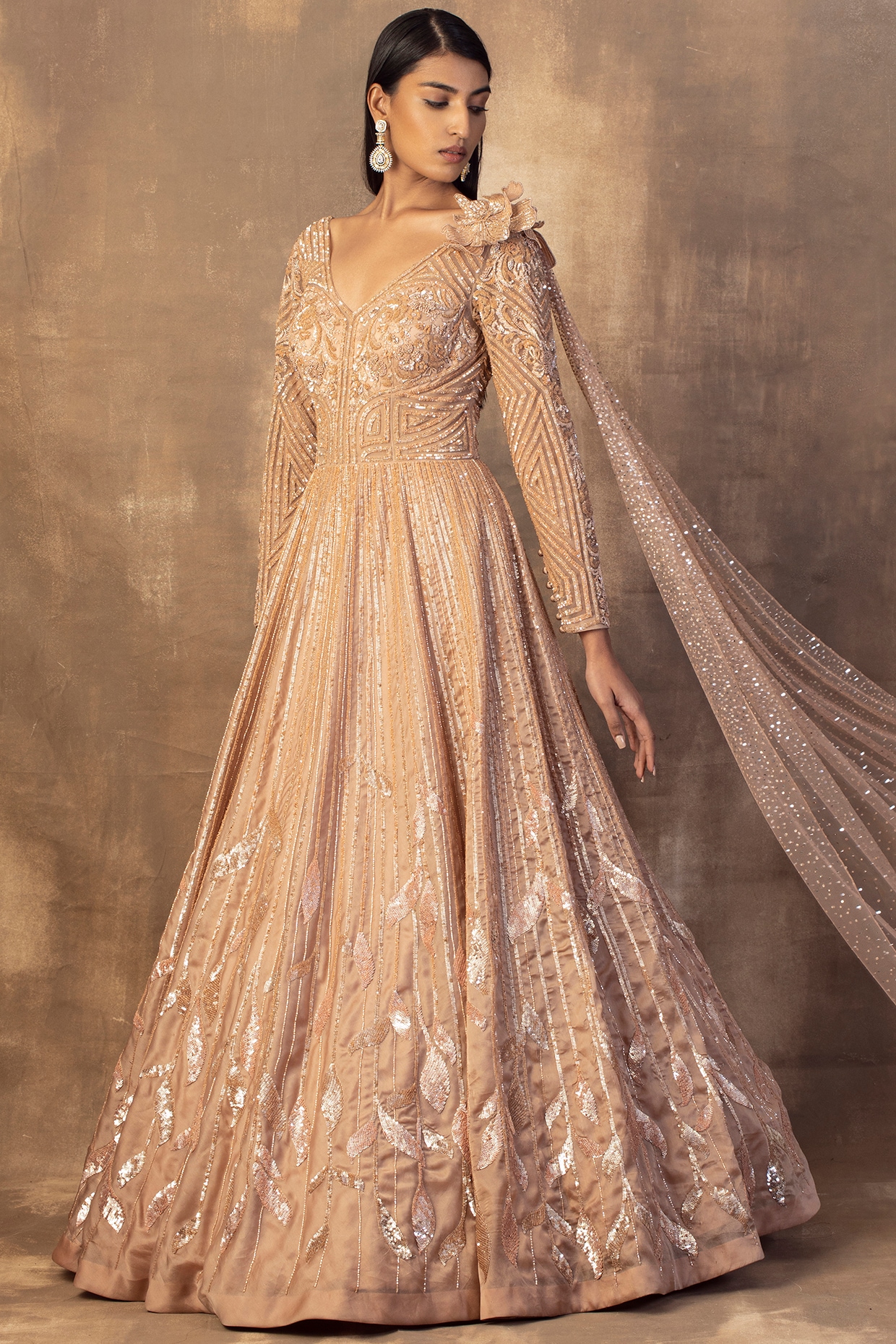 Light Gold Color Designer Gown