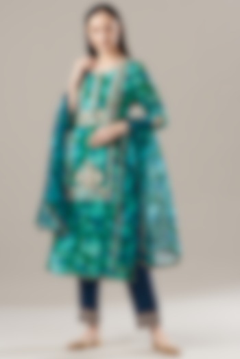 Blue Embroidered Kurta Set by ADI BY ADITYA KHANDELWL at Pernia's Pop Up Shop