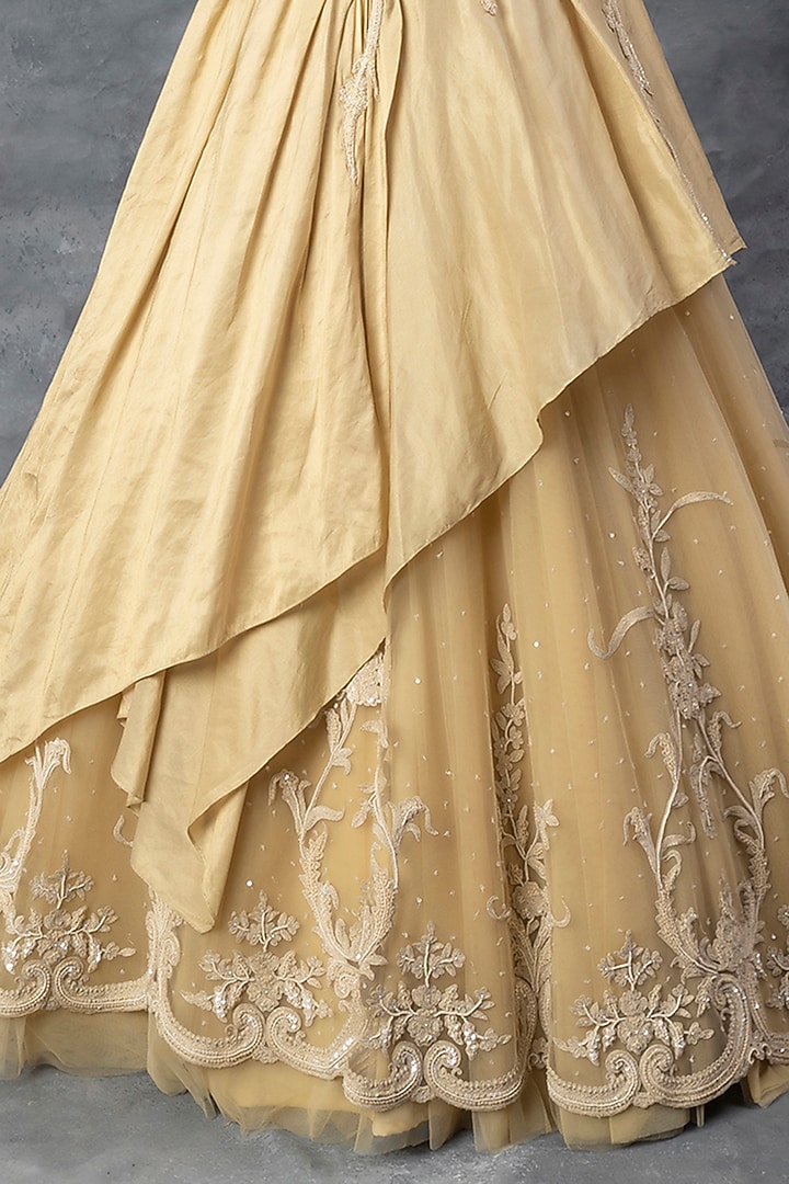 Beige Embroidered Wedding Gown by ADI BY ADITYA KHANDELWL at Pernia's Pop Up Shop