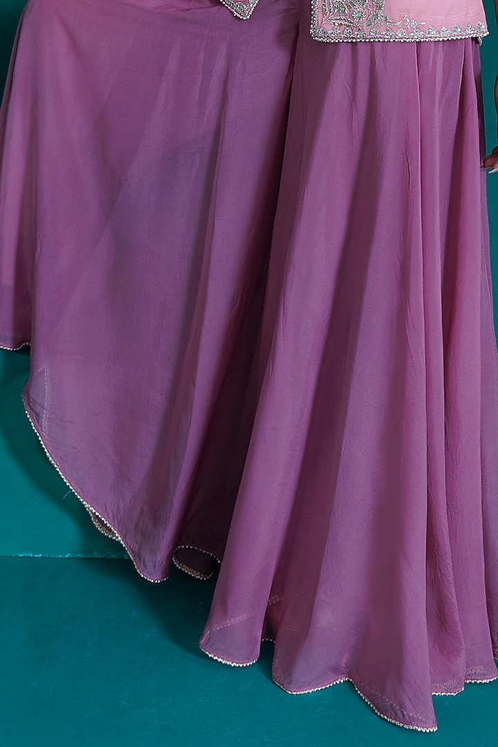 Rose Pink Georgette Organza Pant Set by ADI BY ADITYA KHANDELWL at Pernia's Pop Up Shop