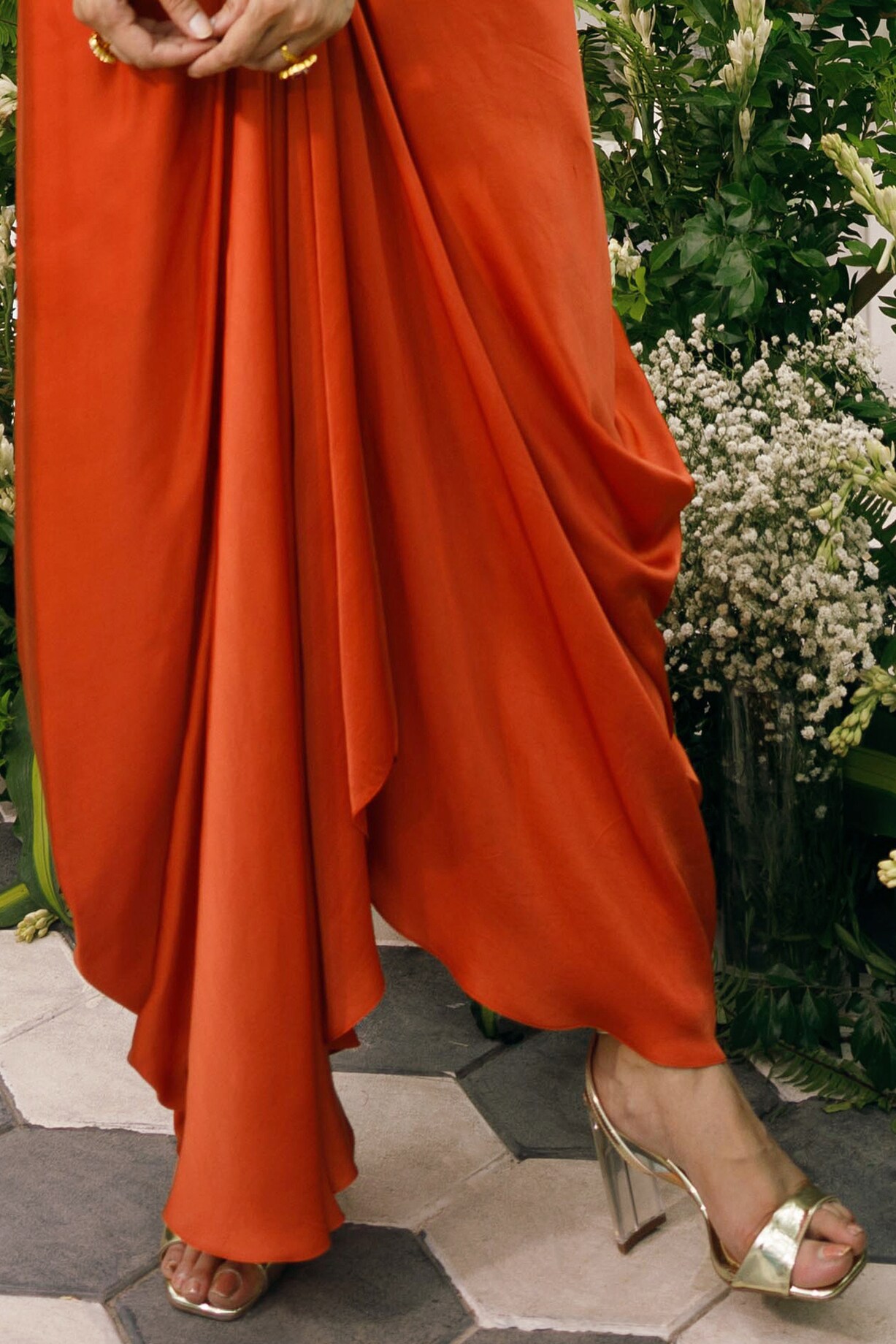 Rust Irish Satin Skirt Set by ADI BY ADITYA KHANDELWL at Pernia's Pop ...