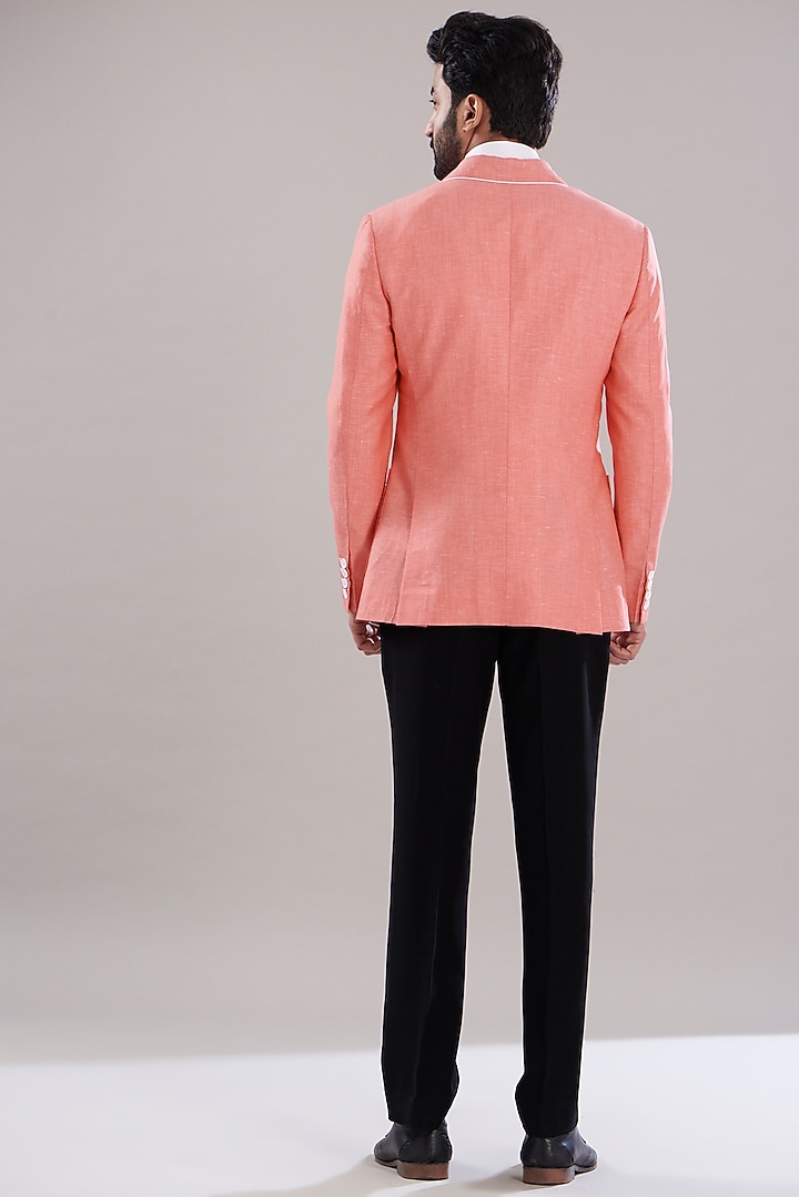 Peach Linen Blazer Set by Aditya Sachdeva Men at Pernia's Pop Up Shop