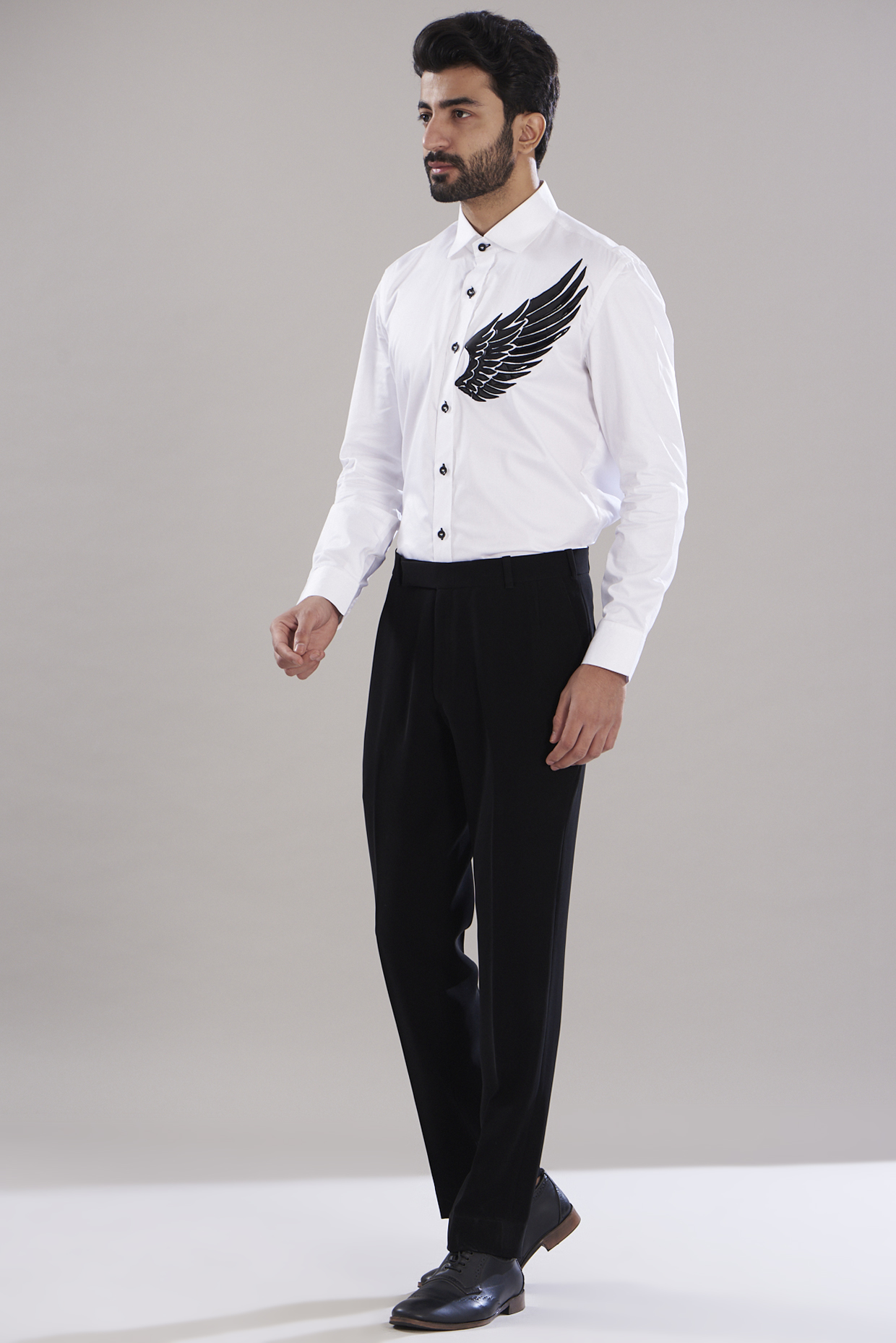 Black Italian Crepe Pant Set by Aditya Sachdeva Men at Pernia's Pop Up Shop