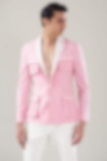 Pink Italian Terry Rayon Bomber Jacket Set by Aditya Sachdeva Men