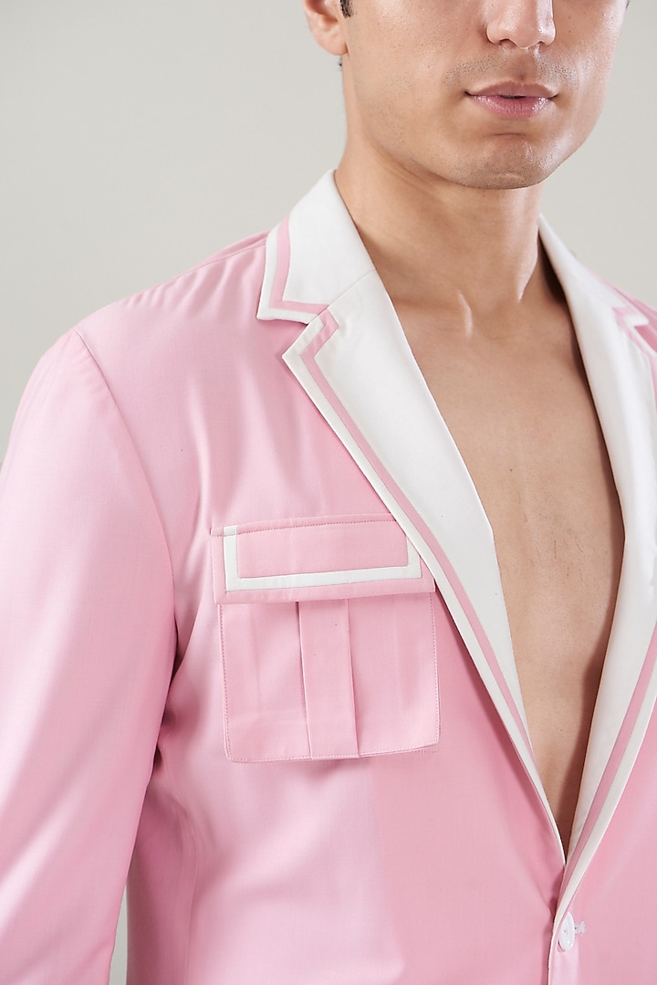 Pink Italian Terry Rayon Bomber Jacket Set by Aditya Sachdeva Men at Pernia's Pop Up Shop