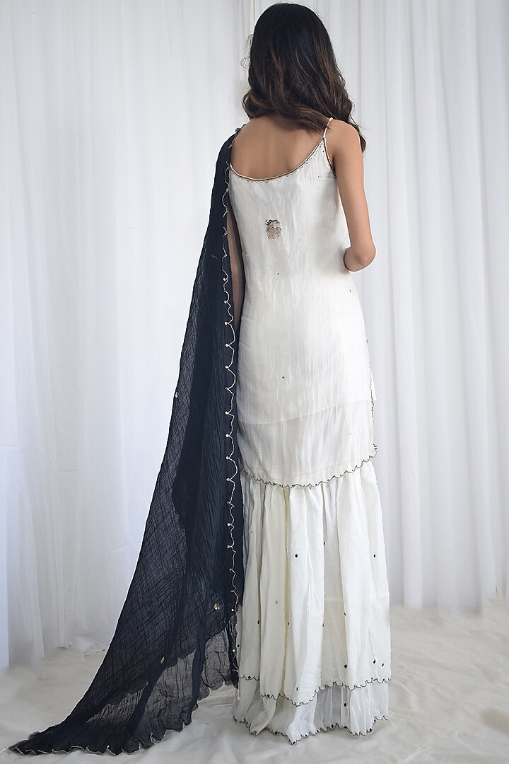 Ivory Organic Cotton Gharara Set by Aditya Sikand at Pernia's Pop Up Shop