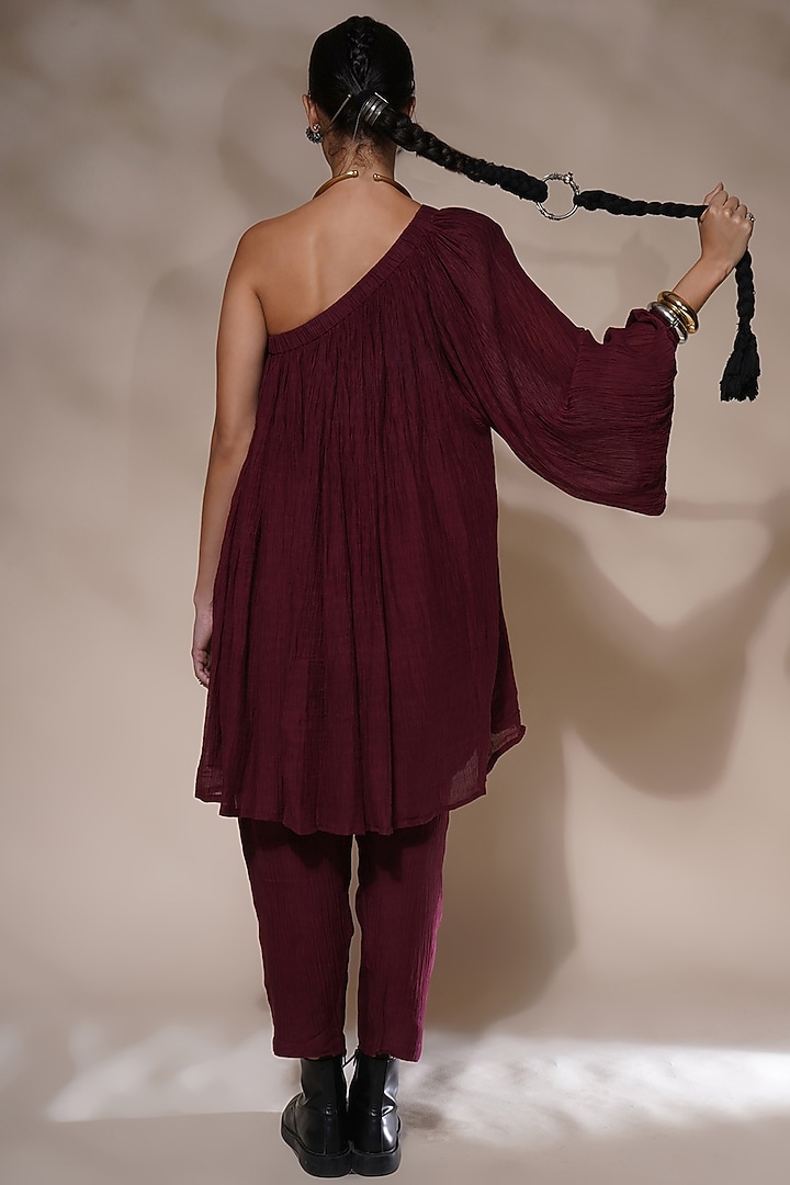 Wine Cotton Silk Kurta Set by Aditya Sikand at Pernia's Pop Up Shop