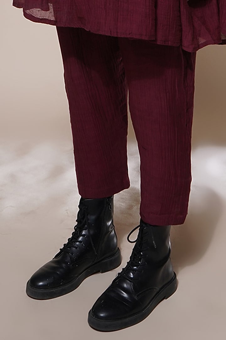 Wine Cotton Silk Kurta Set by Aditya Sikand at Pernia's Pop Up Shop