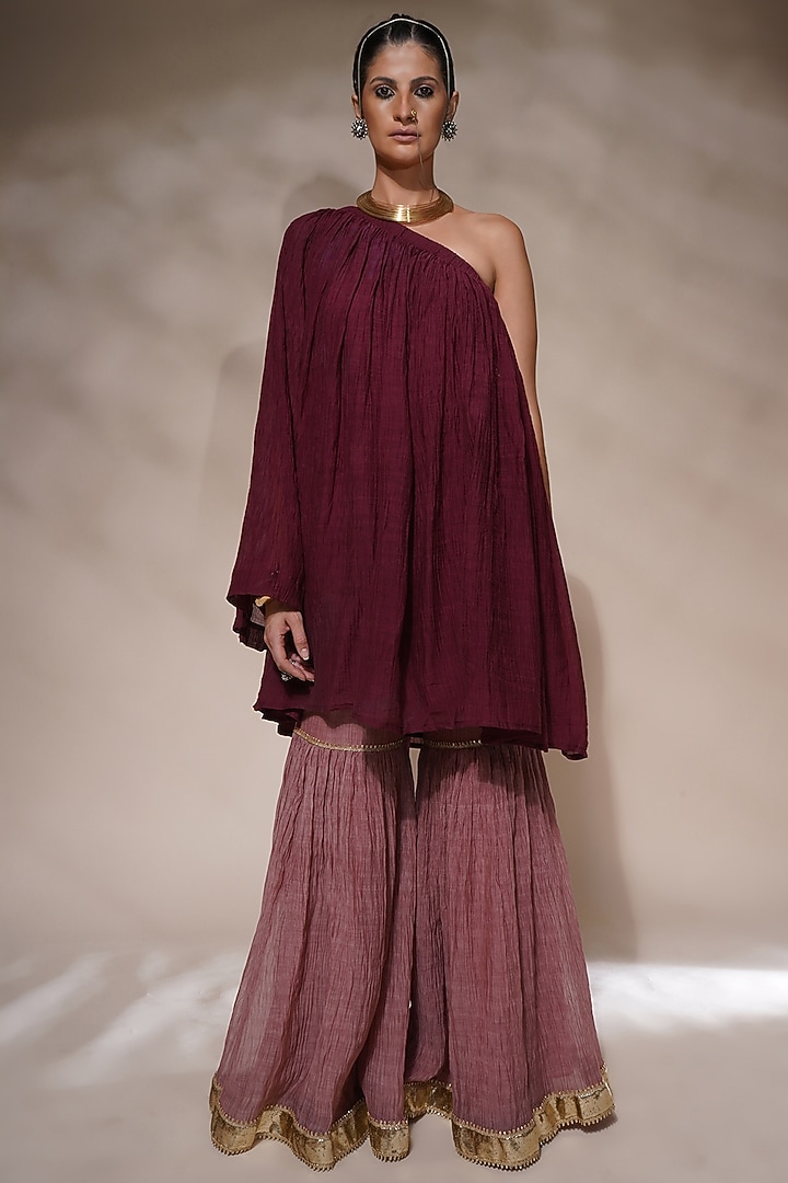 Blush Pink Cotton Silk Gharara Set by Aditya Sikand at Pernia's Pop Up Shop