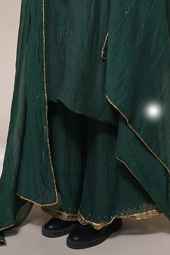 Bottle Green Cotton Silk Embroidered Kurta Set by Aditya Sikand at Pernia's Pop Up Shop