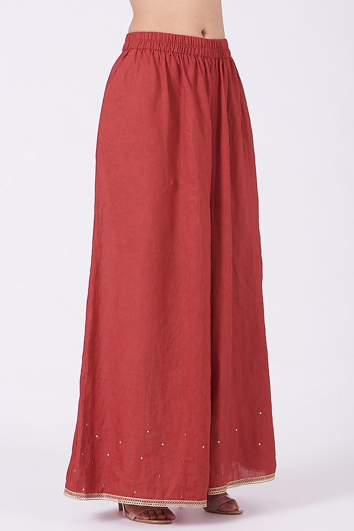 Red Tikki Embroidered Kurta Set by Aditya Sikand at Pernia's Pop Up Shop