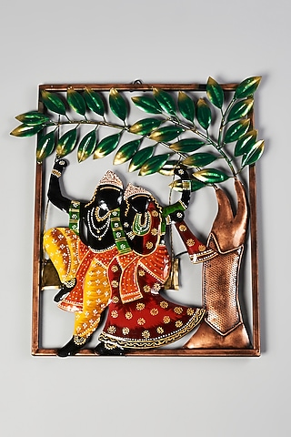 Multi-Colored Metal Radhakrishna Wall Art by Home Decor by Aditi