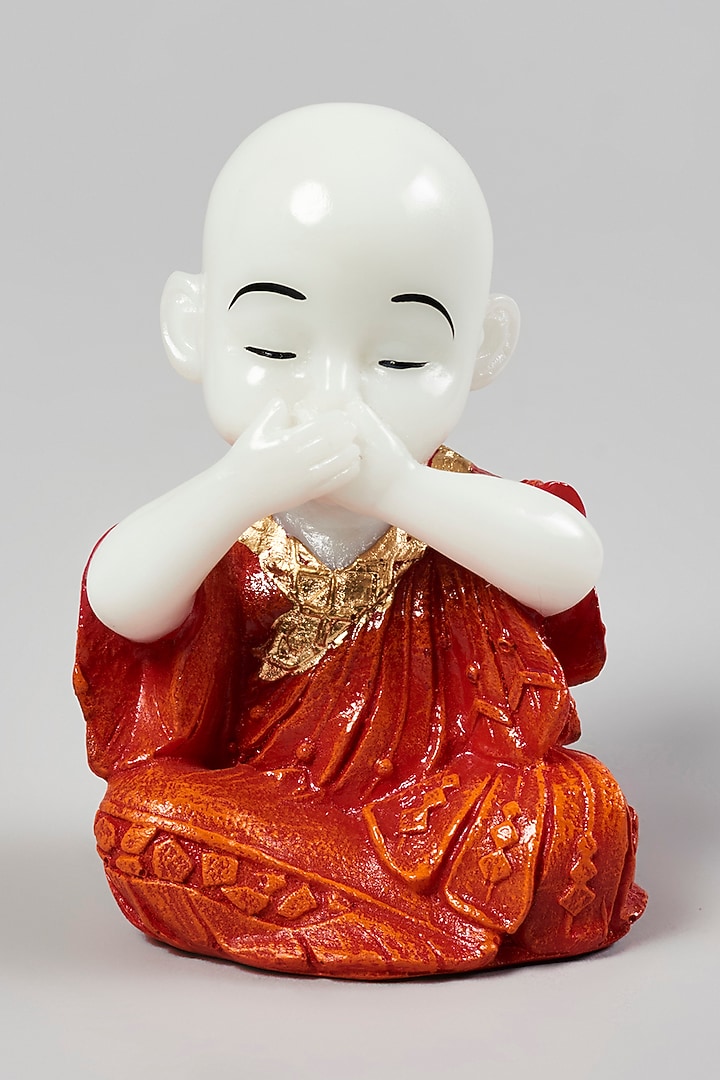 Orange & White Fibre Three Monk Statue Set by Home Decor by Aditi at Pernia's Pop Up Shop