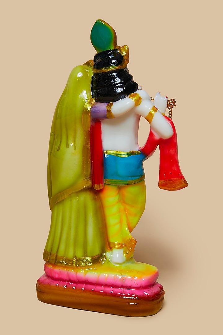 Multi-Colored Fibre Radha Krishna Murti With Flute by Home Decor by Aditi at Pernia's Pop Up Shop