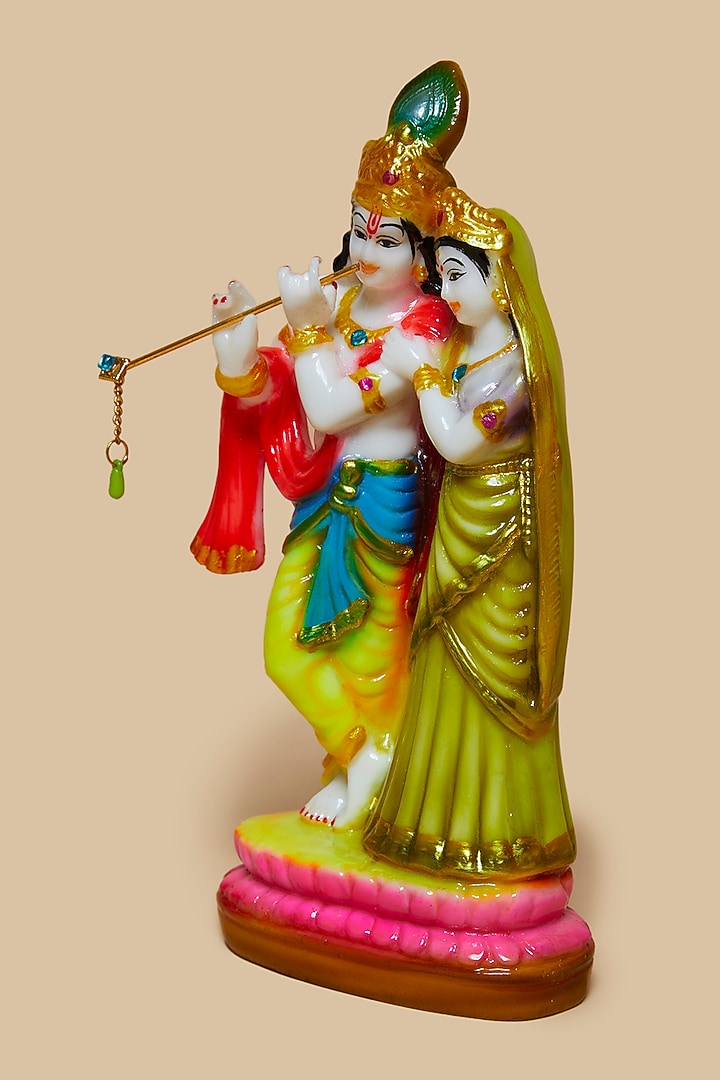 Multi-Colored Fibre Radha Krishna Murti With Flute by Home Decor by Aditi at Pernia's Pop Up Shop