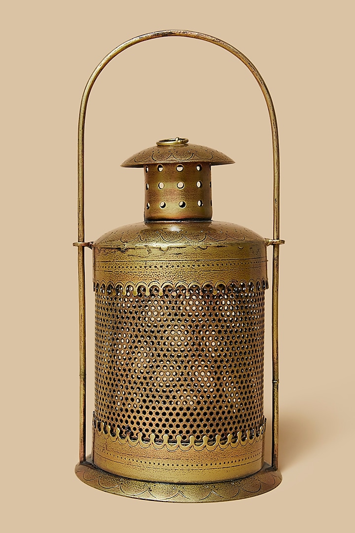 Golden & Black Metal Lantern With Tea Light Holder (Set of 2) by Home Decor by Aditi