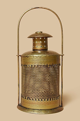 Golden & Black Metal Lantern With Tea Light Holder (Set of 2) by Home Decor by Aditi
