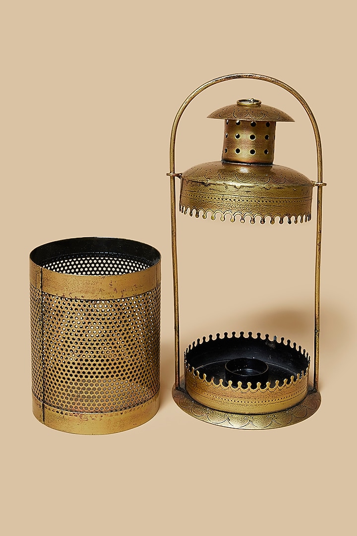 Golden & Black Metal Lantern With Tea Light Holder (Set of 2) by Home Decor by Aditi at Pernia's Pop Up Shop