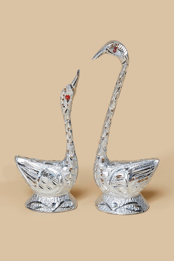 Silver Metal Swan Couple Showpiece by Home Decor by Aditi at Pernia's Pop Up Shop