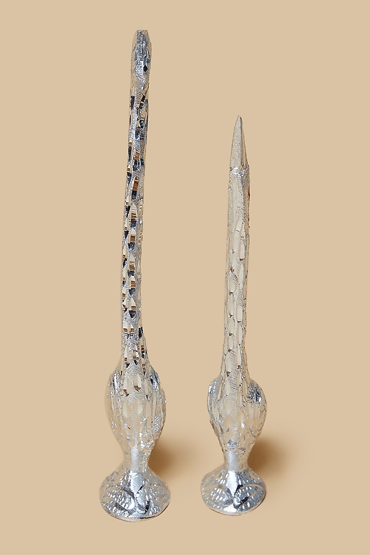 Silver Metal Ostrich Couple Showpiece by Home Decor by Aditi at Pernia's Pop Up Shop