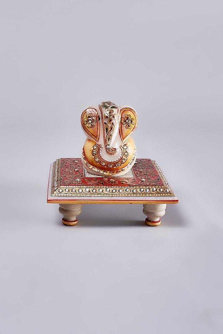 Multi-Colored Marble Ganesha With Chowki by Home Decor by Aditi at Pernia's Pop Up Shop