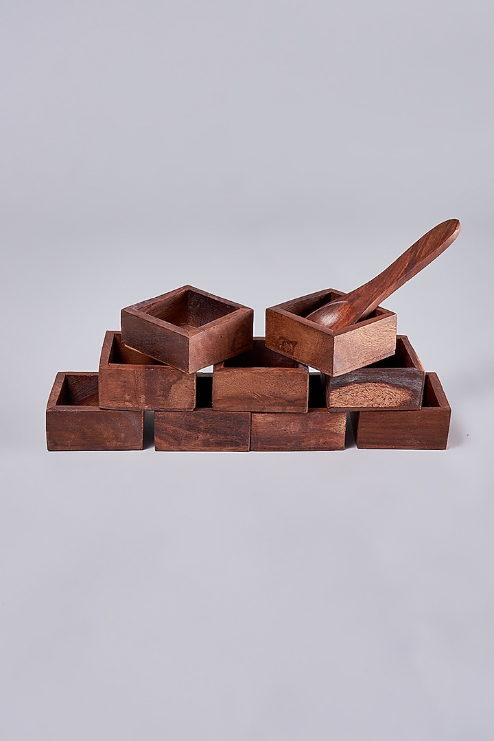 Brown Wooden Spices Box Set by Home Decor by Aditi at Pernia's Pop Up Shop