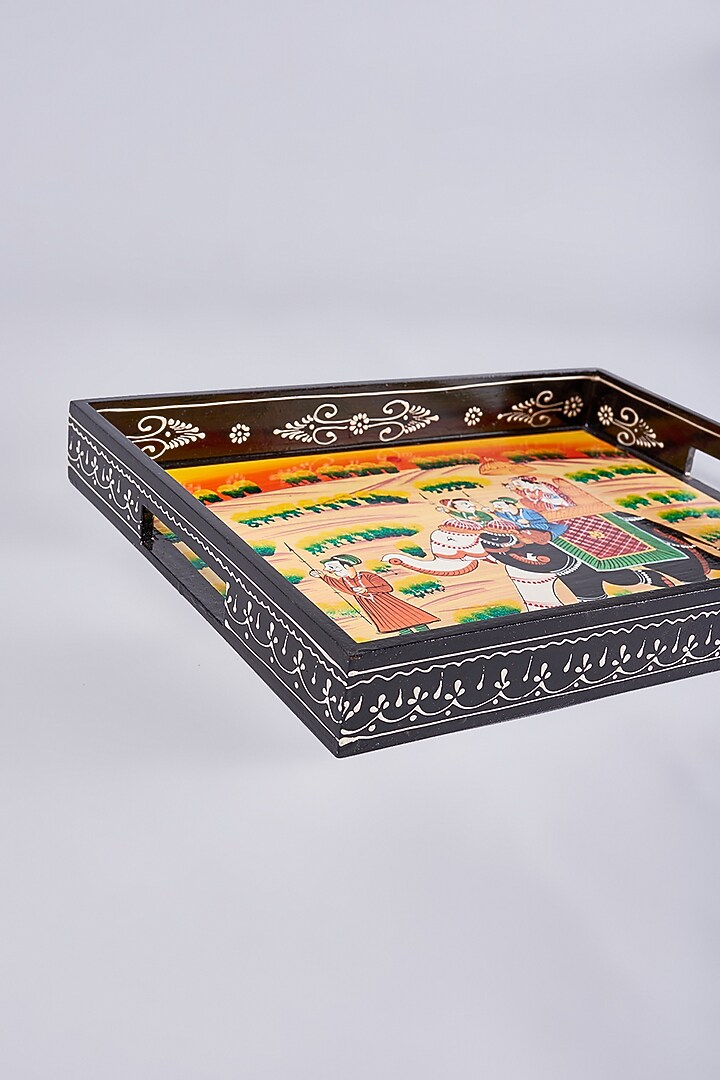 Black Wooden Tray Set by Home Decor by Aditi at Pernia's Pop Up Shop
