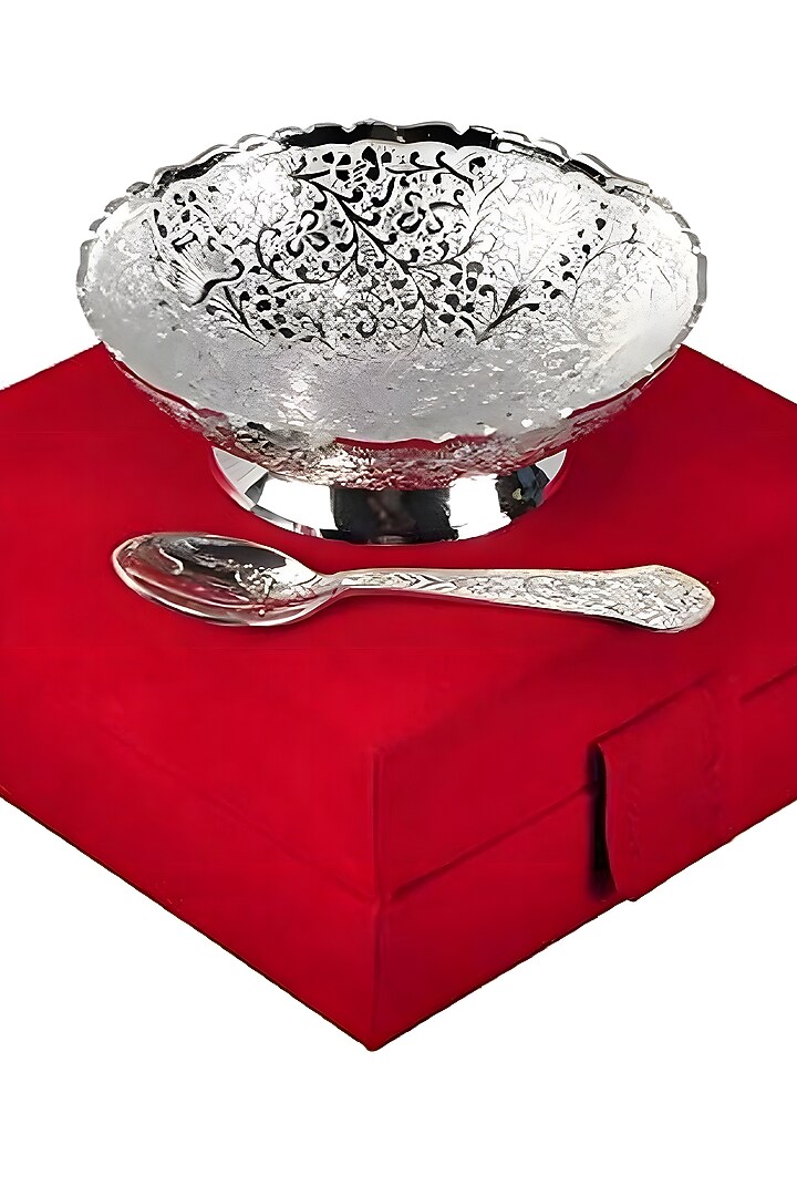 German Silver Bowl & Spoon Set by Home Decor by Aditi at Pernia's Pop Up Shop